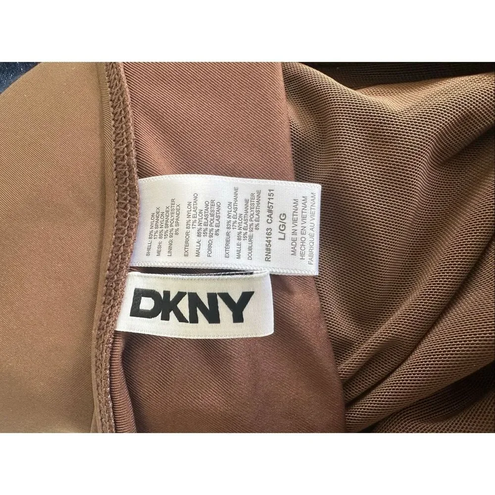 DKNY Women's Swimsuit Ruffle Plunge Underwire Tummy Control One-Piece, Sz Large - Picture 11 of 11